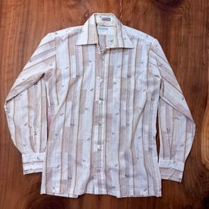 Vintage 70's Lancer Italia Shirt Mens 15 1/2 32/33 Cotton Disco Retro Button I11